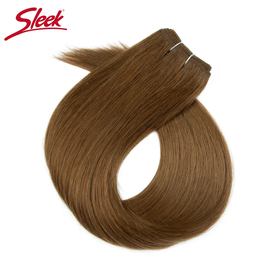 Sleek Peruvian Straight Human Hair Double Drawn Natural Human Hair Weave Bundles Natural Brown #27 #613 Remy Human Hair Bundle