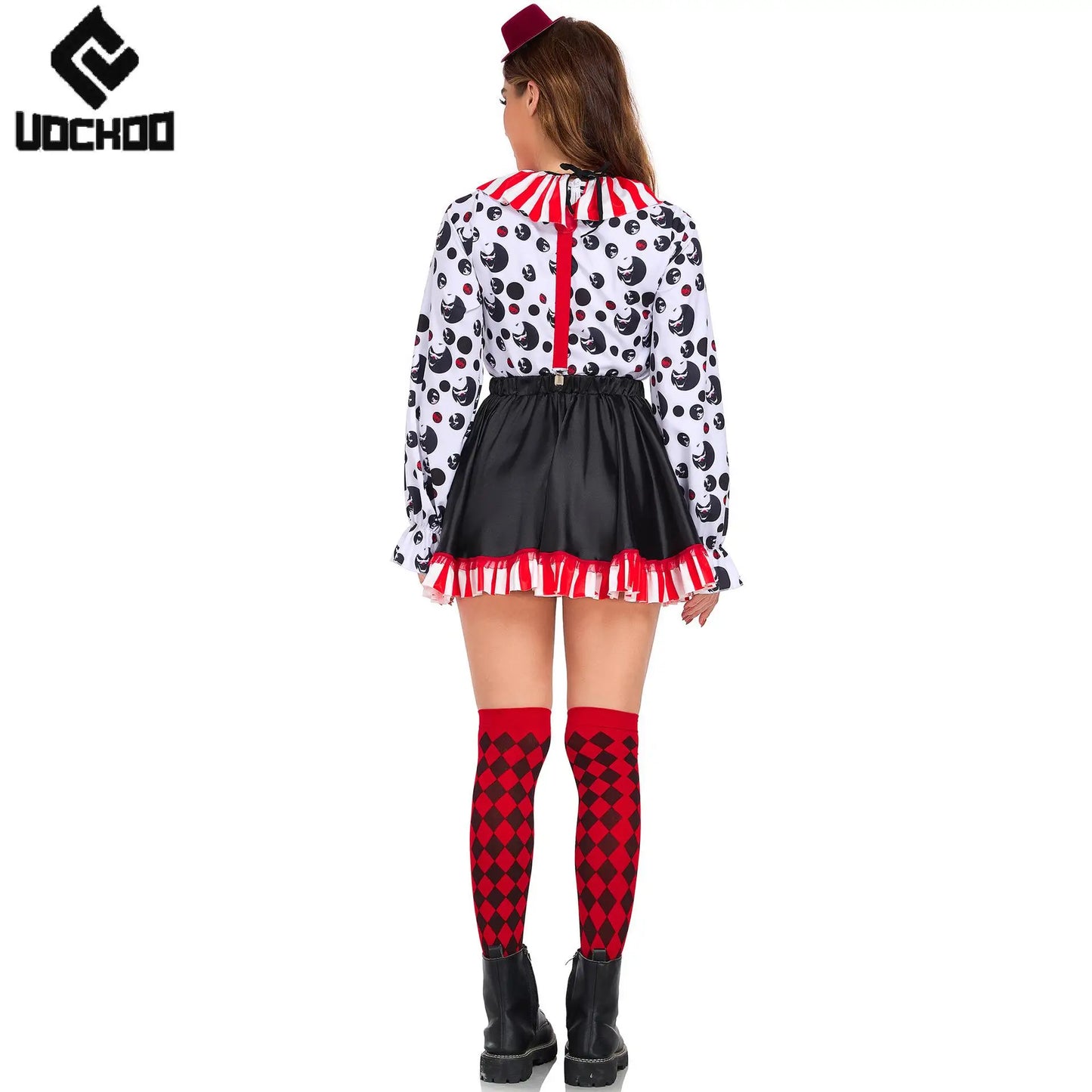 Halloween Clown Cosplay Costume Women Dress Suit Acrobatic Performance Outfit Family Look Suit Girl Dress Carnival Party Wear