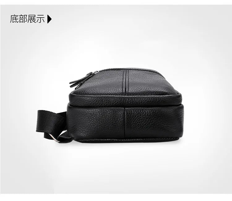 New Leather Chest Cover Layer Cowhide Business Men's Crossbody Bag with High-end Feel and Simple Chest Bag
