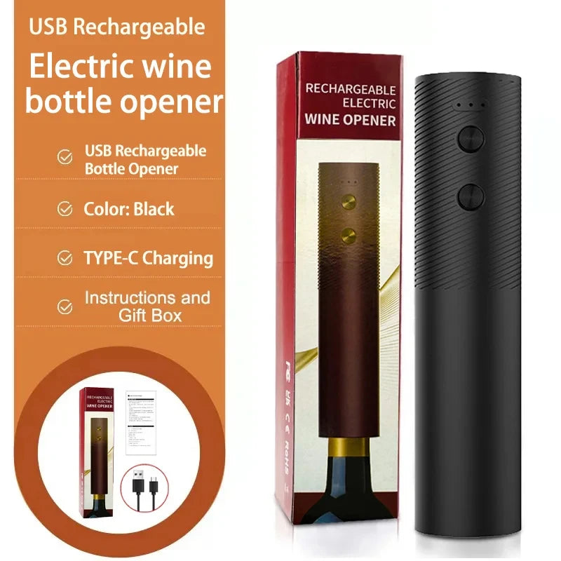 HOMEFISH Electric Wine Bottle Opener Automatic Red Wine Corkscrew Rechargeable Wine Opener One-click Button Wine Tools