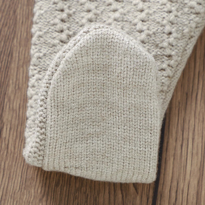 Baby Rompers Set Knit Infant Children Clothes Hat 0-9M Fashion Solid Newborn Girls Jumpsuit Long Sleeve Overalls Pantyhose 2pcs