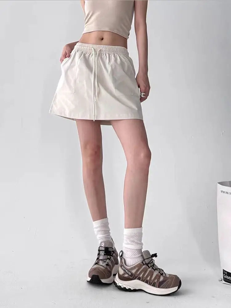 Sports Style Short Skirt Women's Spring and Summer High Waist Skirt Loose A-word Short Skirt