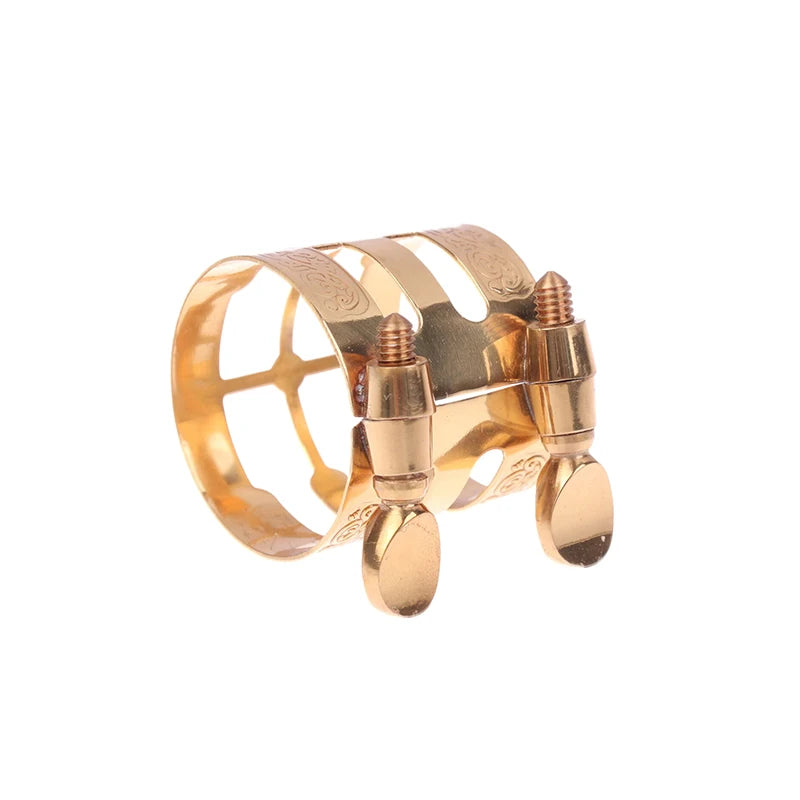 {QTG333} Double Screw Adjustment Saxophone Ligature Gold Color Copper Compact Durable For Alto Sax Saxophone Ligature Fastener