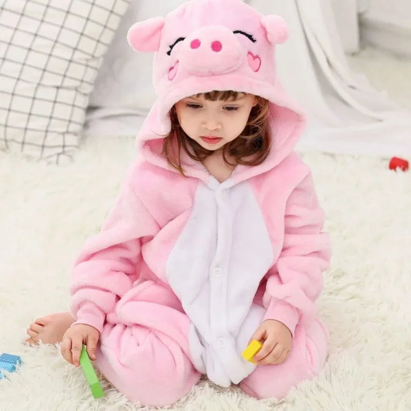 Baby Girl Clothes Kigurumi Children Unicorn Pajamas Winter Animal Cartoon Sleepers Stitch Cat Onesie Kids Costumes Jumpsuit