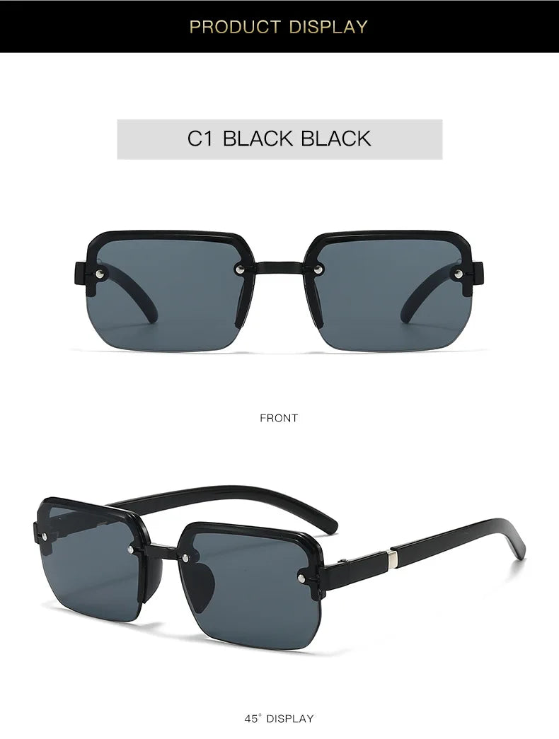 Rimless Sunglasses Rectangle Fashion Popular Men Shades Small Square Sun Glasses For Female Male Summer Traveling Oculos