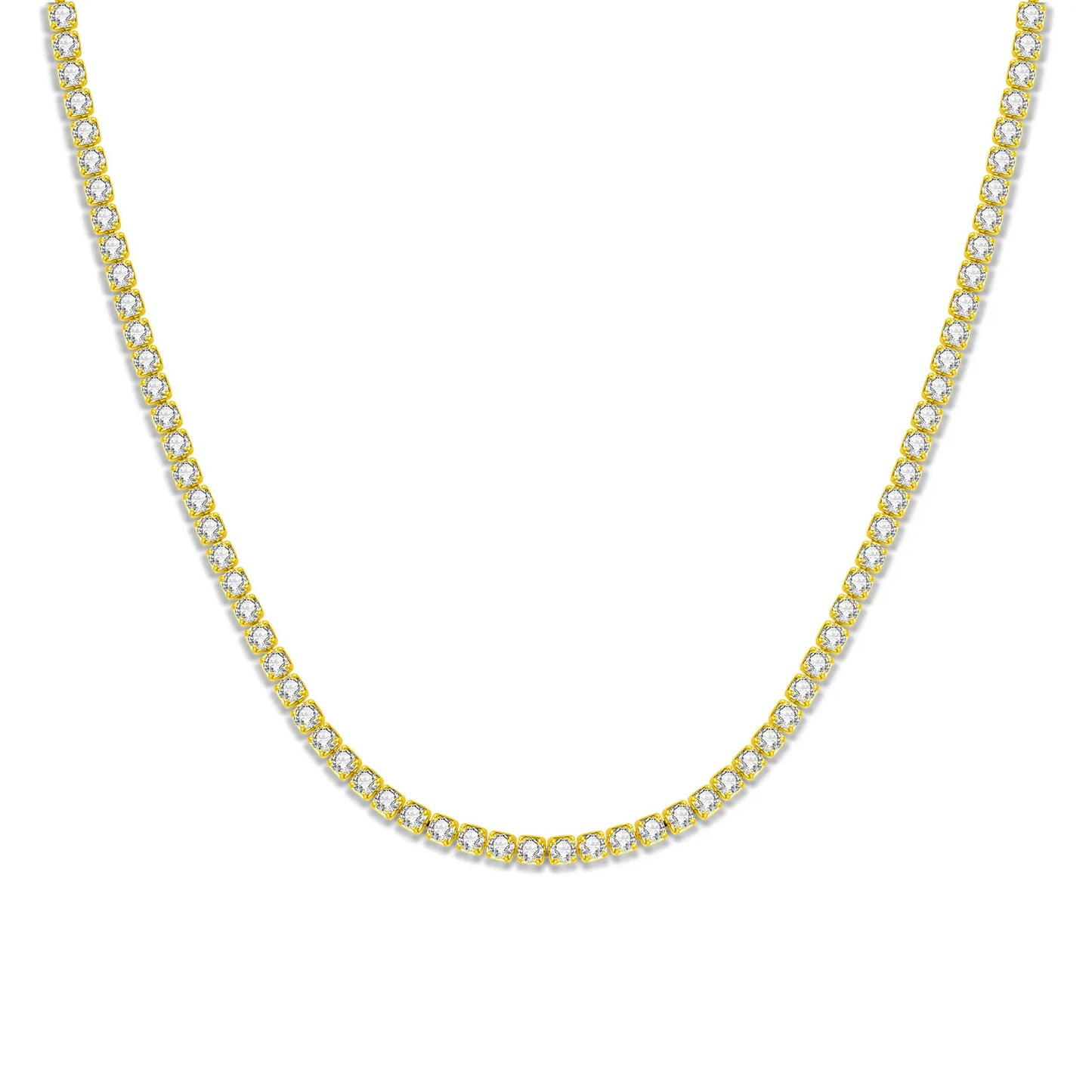 MISEFF S925 Sterling Silver Necklace 2mm & 3mm Cubic Zirconia Tennis Chain Necklace for Women Exquisite Jewelry Birthday Gift