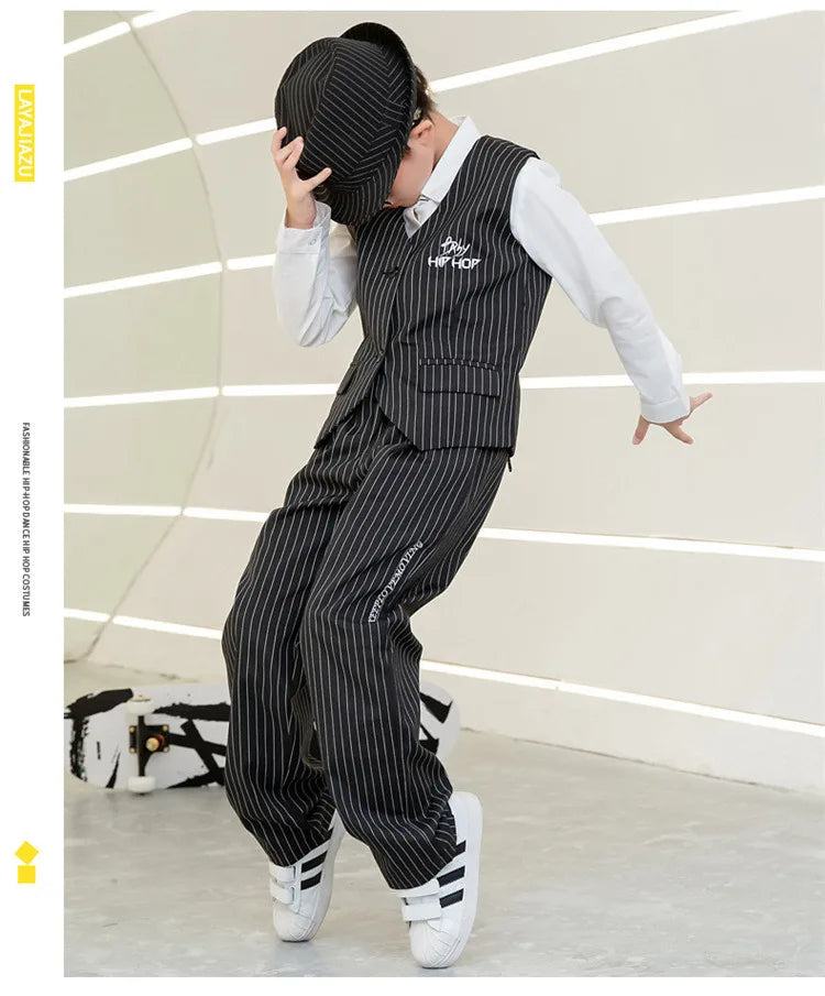 Kids Performance Costume Stage Outfit for Hiphop Dance Clothing Boys Girls Jazz Breaking Streetdance Waistcoats