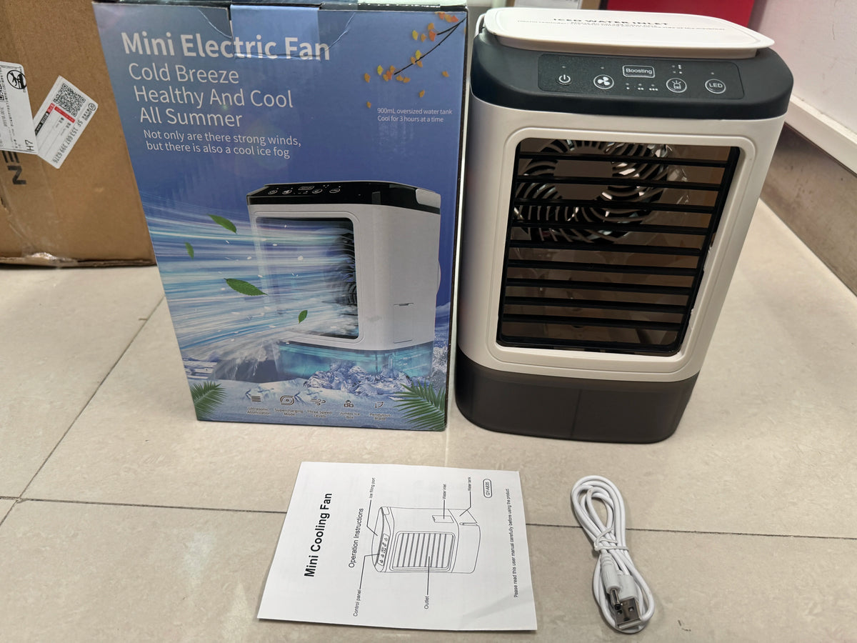 Portable Air Conditioner, Desktop Cold Fan with Colorful Atmosphere Light, Evaporative Air Cooler with Ice Box, 3 Wind Speeds