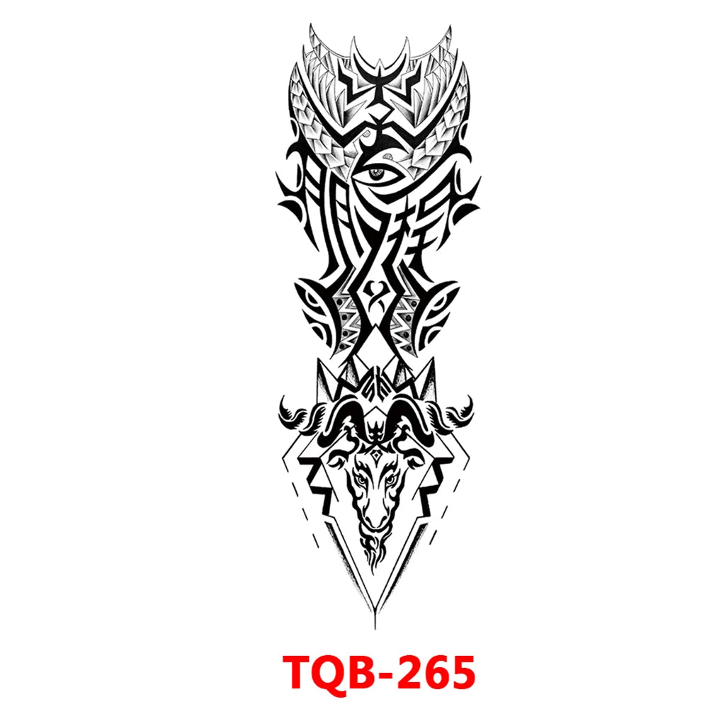 Large Arm Sleeve Tattoo Rose Gear Clock Eye Waterproof Temporary Tatto Sticker Lion Wolf King Body Art Full Fake Tatoo Women Men