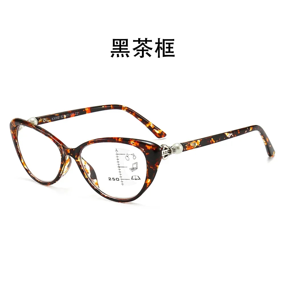 Progressive Multi Focus Anti Blue Light Reading Glasses, Fashionable Dual-purpose Reading Glasses for Both Near and Far Use