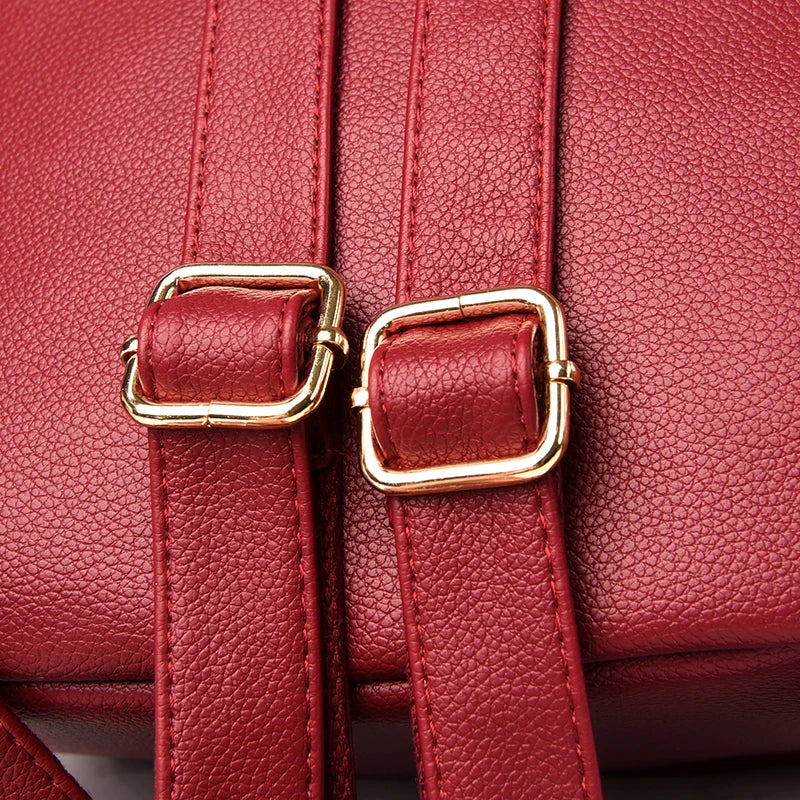 Luxury Women Leather Backpacks for Girls Sac A Dos Casual Daypack Black Vintage Backpack School Bags for Girls Mochila Rucksack