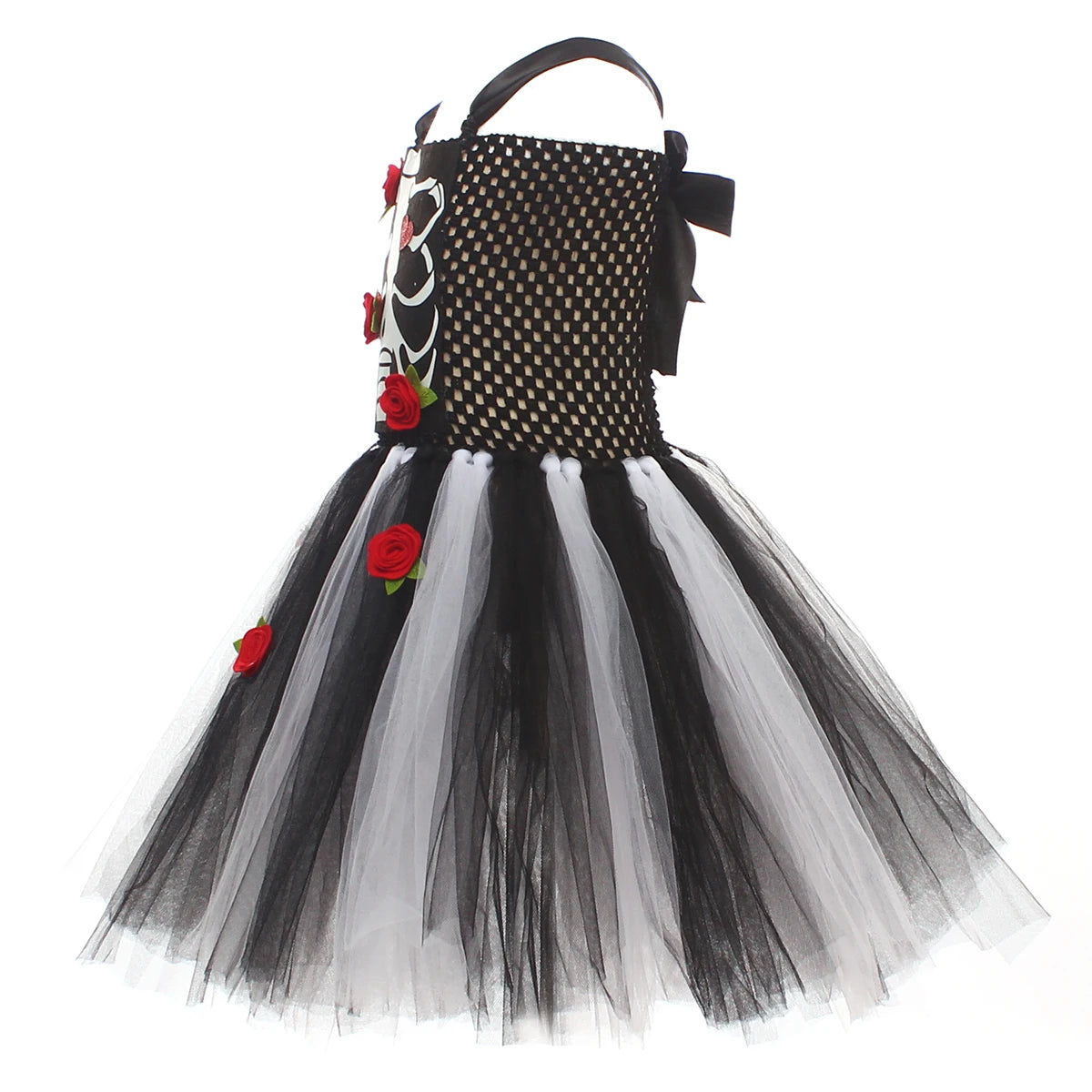 Girls Scary Skeleton Halloween Costume for Kids Zombie Corpse Bride Tutu Dress Children Day of The Dead Rose Bone Ghost Dress Up