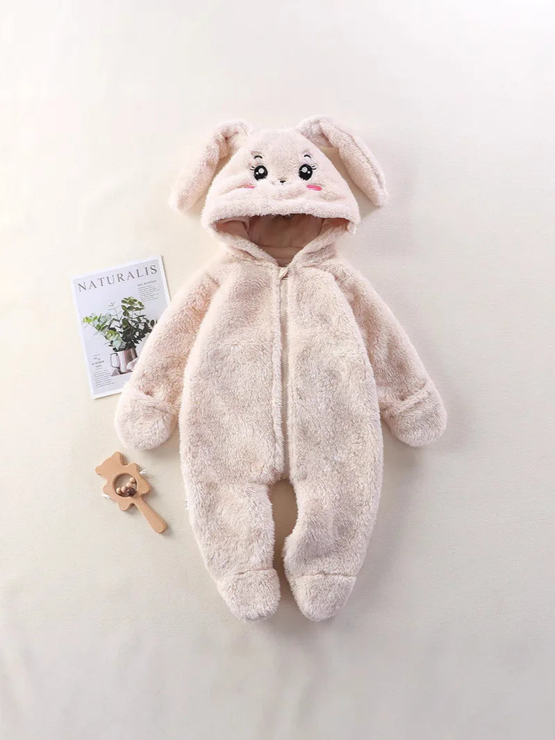 Cute Panda Print Baby Onesie, Winter Footed Pajamas Romper for Newborn & Toddler Girls, Cozy Home Wear Jumpsuit