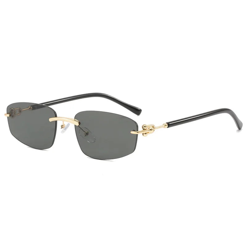 cutting rimless square sunglasses for women new fashion brand beige gradient sun glasses ladies alloy elegant shades driving