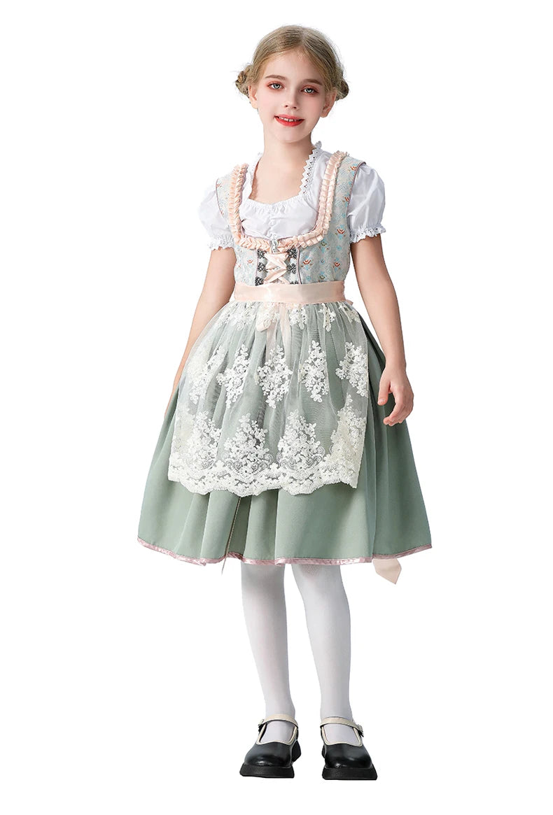Girls Halloween Costume Bavaria Children's Clothing German Oktoberfest Munich Farm Pastoral Dress Flower Girl Outfit
