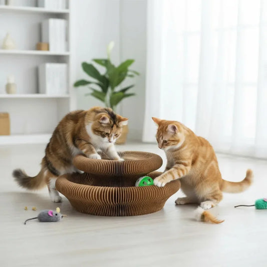 Magic Cat Scratch Organ Board Cat Toy with Ball Cat Grinding Claw Cat Climbing Frame Kitten Round Corrugated Cat Scratching Toy