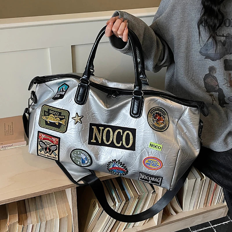Fitness Travel Bag Suitable for Both Men and Women, Can Be Carried by Hand, Worn over the Shoulder or Cross-Body， Pu Leather Bag