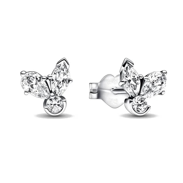 925 Silver Stud Earrings Hoop Earrings For Women Rose Flower Strawberry Butterfly Daisy Earrings Set Fashion Jewelry Gift