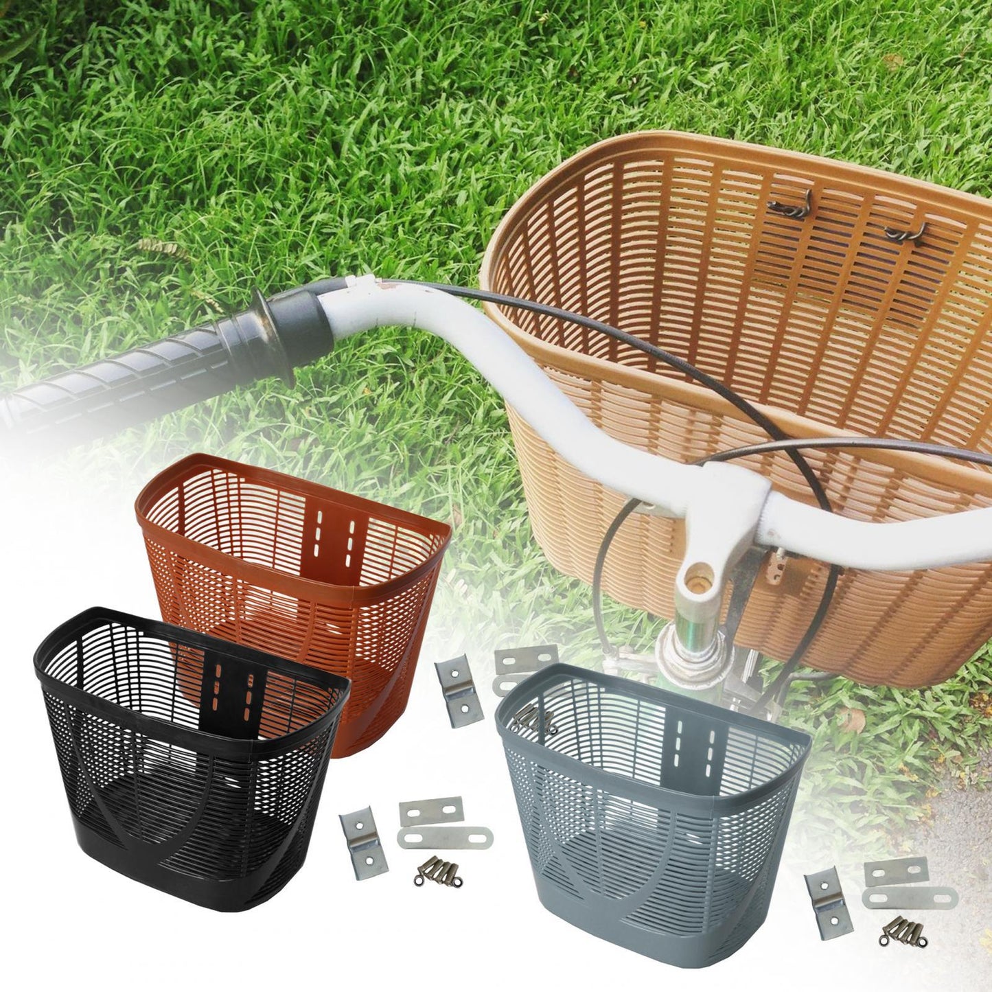Bicycle Basket Kids Adults Bike Front Basket Pet Carrier Large Storage Box for Camping Grocery Shopping