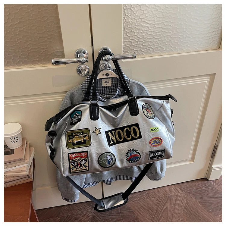 Fitness Travel Bag Suitable for Both Men and Women, Can Be Carried by Hand, Worn over the Shoulder or Cross-Body， Pu Leather Bag