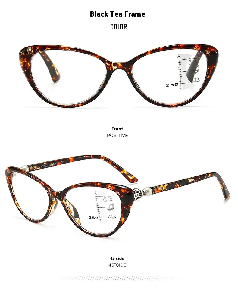Progressive Multi Focus Anti Blue Light Reading Glasses, Fashionable Dual-purpose Reading Glasses for Both Near and Far Use