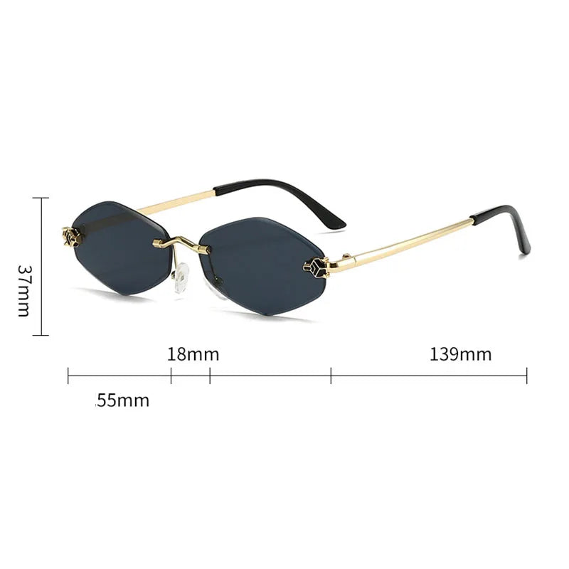 Popular Fashion Women Men Shades Rhombus Sun Glasses Female Male Summer Traveling UV400 Rimless Sunglasses Lentes De Sol Mujer
