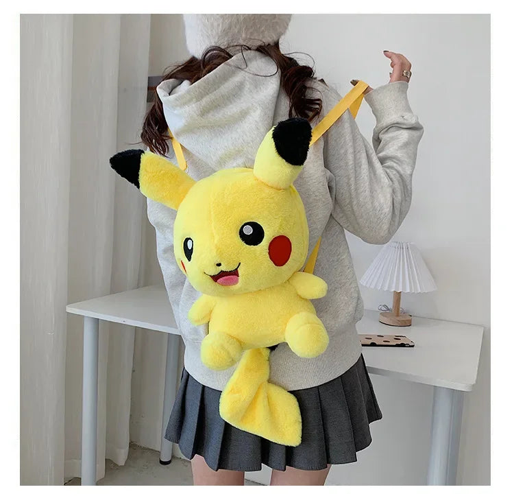 Japanese Style Plush Shoulder Bag Raichu Pikachu Eevee Psyduck Gengar Design Crossbody Backpack for Student Daily Outfit Gift