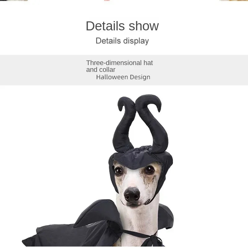 Halloween Witch-Shaped Costume cat Purple Vampire Cape Puppy Wizard Devil Horns Hat Pet Holiday Outfit for Small Middle-Sized Do
