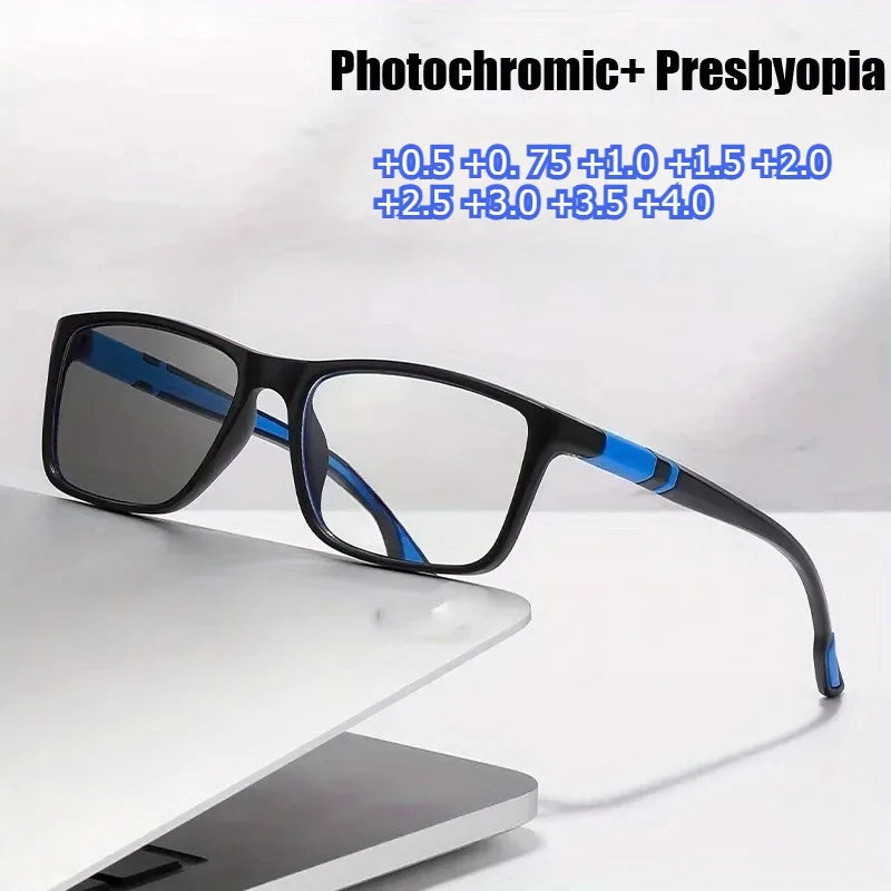 +0.5 +0.75 Photochromic Ultra Light Anti Blue Light Reading Glasses Intensity Suitable for Sports and Outdoor Activities