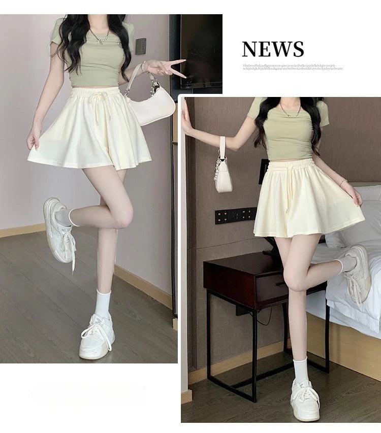 2026 High Waist Wide Leg Sports Shorts Women's Summer New Loose Fit A-Line Shorts Casual Versatile Comfortable Short Pants