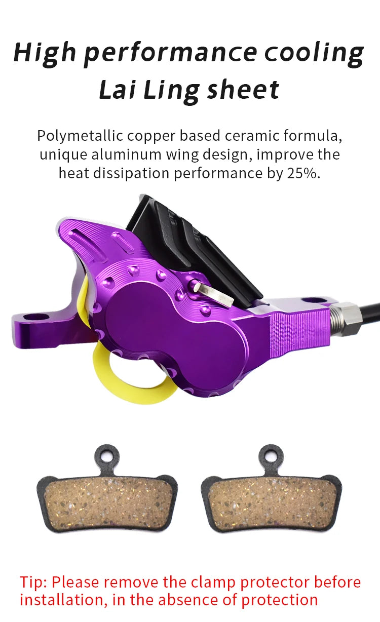 TANKE MTB 4-piston hydraulic disc brake 900/1700mm, 4-piston brake pad in resin, oil pressure AM DH road MTB ultra-light disc br