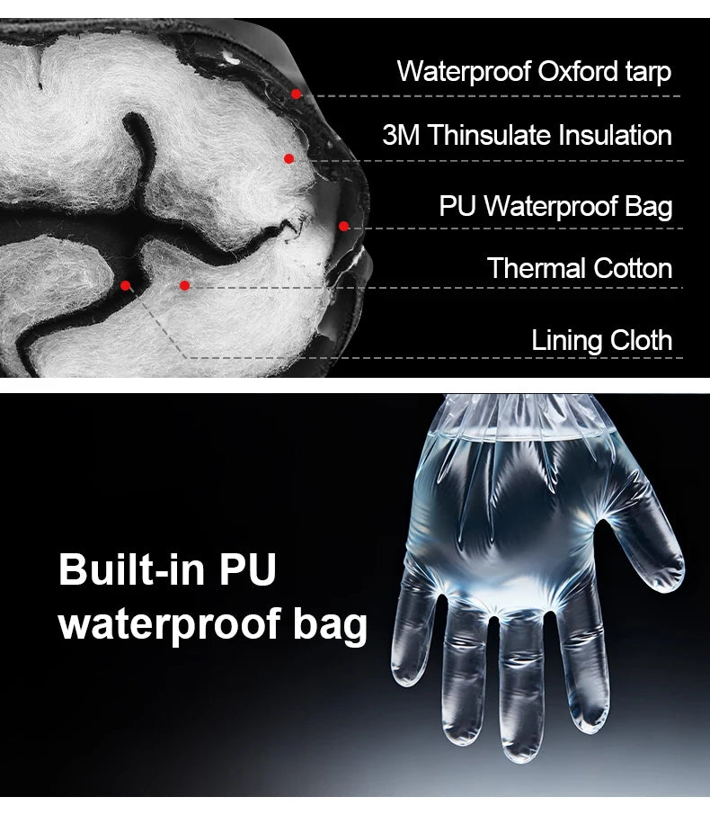 INPAKO thickened men's and women's professional ski gloves windproof winter warm snow gloves snowmobile five-finger gloves