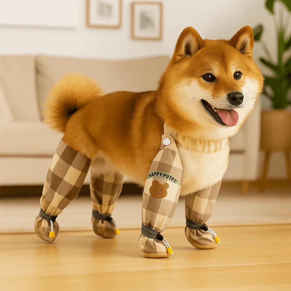 Full Leg Protection Reflective Stripe Pet Pants Adjustable Dustproof Dog Jumpsuit Shoes Anti-Slip Waterproof Pet Going Out Pants