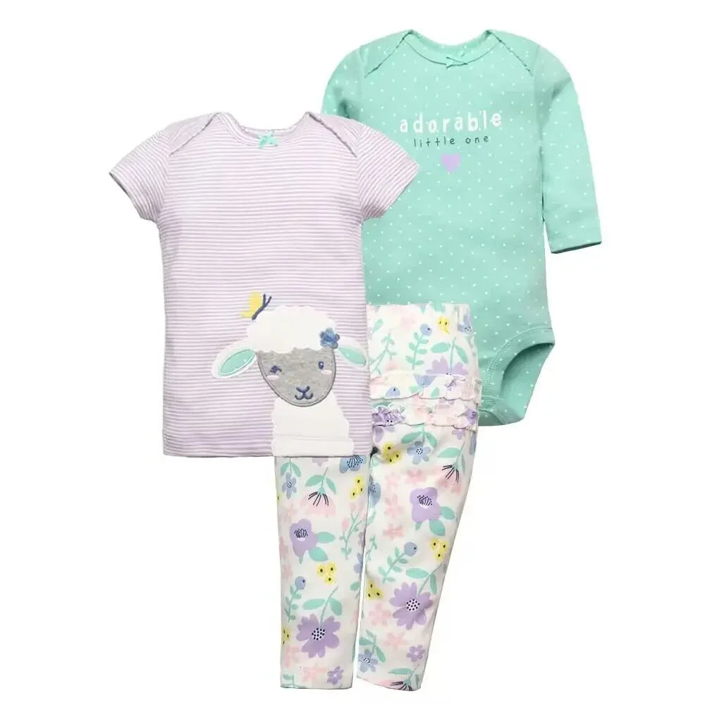 2026 Baby Boys Girls Clothes Set 100% Cotton Baby Bodysuits Baby Pants Summer Cartton Newborn Baby Clothes Infant Bebe Clothing