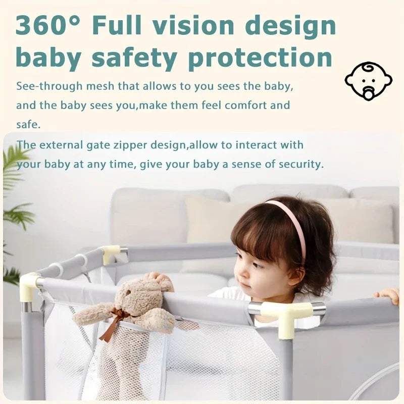 Breathable Mesh Portable Foldable Baby Playpen for Toddlers Indoor Outdoor Playground Kids Activity Center Safety Fence