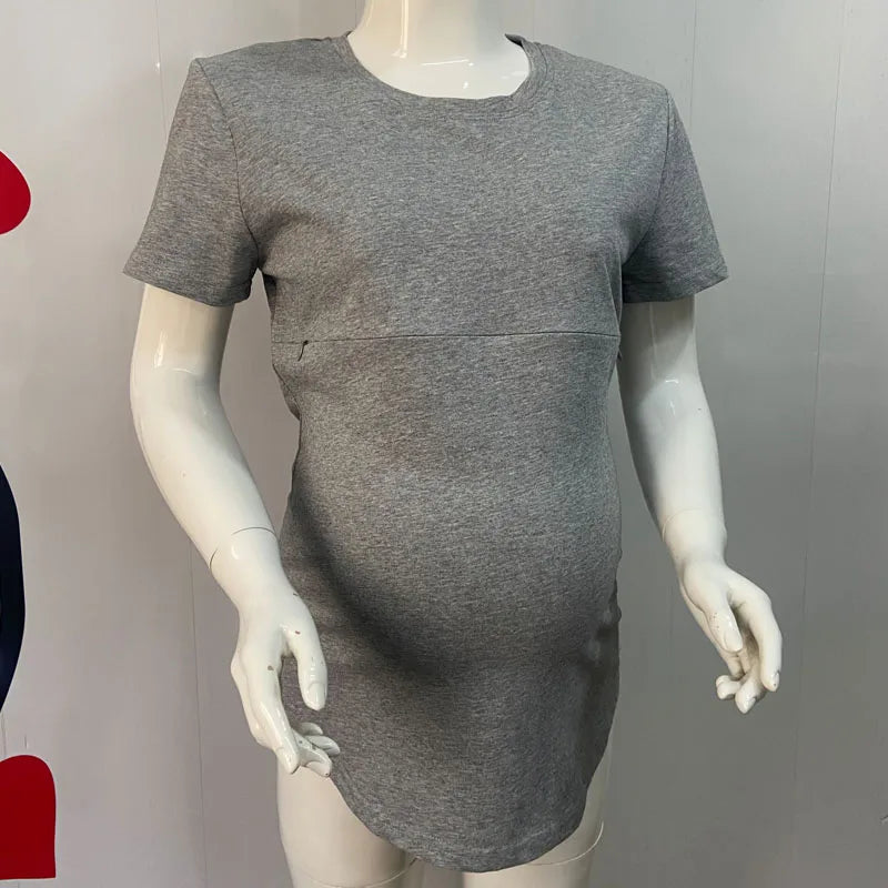 Emotion Moms Summer Invisible Zipper Pregnancy Maternity Top Lactation Clothing Breastfeeding For Pregnant Women Big Size