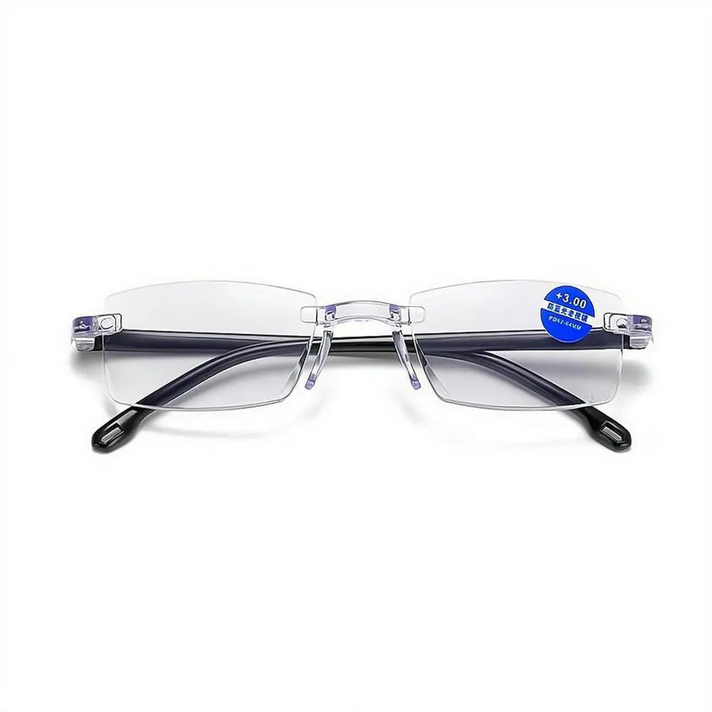 Intelligent Anti-blue Light Reading Glasses Frameless Ultralight Square Frame Cutting Edge Presbyopic Glasses For Men and Women