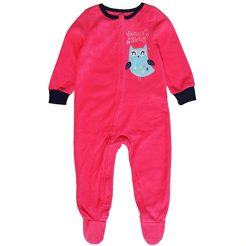 Autumn and Winter Children's Smooth Fleece Hanie Men and Girls Pajamas Baby Ridiculous Clothes to Increase the Code Package Feet