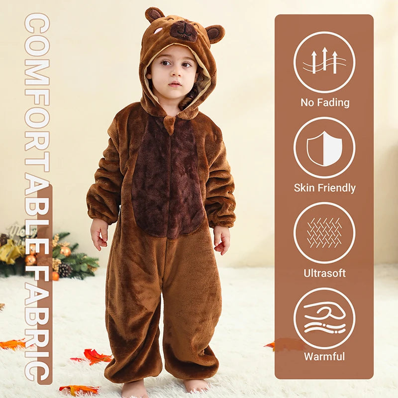 MICHLEY Halloween Lion Baby Rompers Clothes Hooded Flannel Cosplay Toddler Infant Pajamas Bodysuit Jumpsuit Costume For Kids Boy