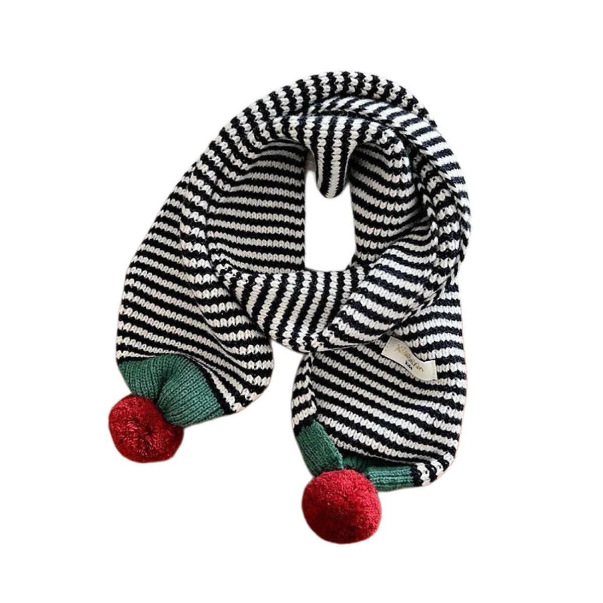 Winter Warm Knitted Kids Scarf Cute Pom Poms Stripe Neck Warmer For Boys Girls Letter Patch Casual Children Scarf
