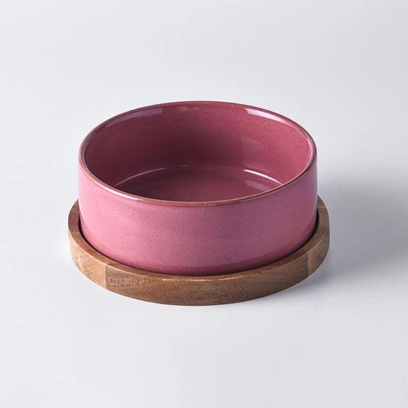 Cat Bowl Cat Food Bowl Ceramic Pet Food Water Feeder Small and Medium-sized Dogs Protection Spine Protection Rollover Prevention