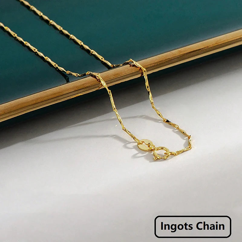 GRA 40cm 45cm Minimalist Female Necklace for Women on Neck Real 925 Sterling Silver Chain Necklaces Girls Fashion Fine Jewelry