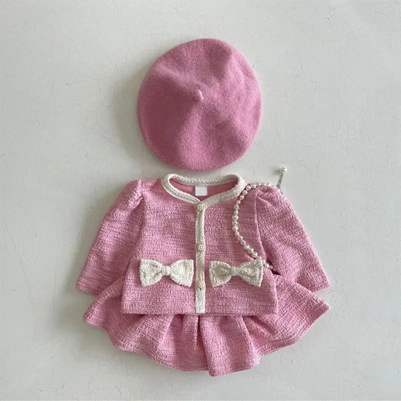 Baby's Sets Autumn Suit Fashionable Versatile Newborn Small Fragrance Style Autumn Two-piece Princess Clothes (excluding Hat)