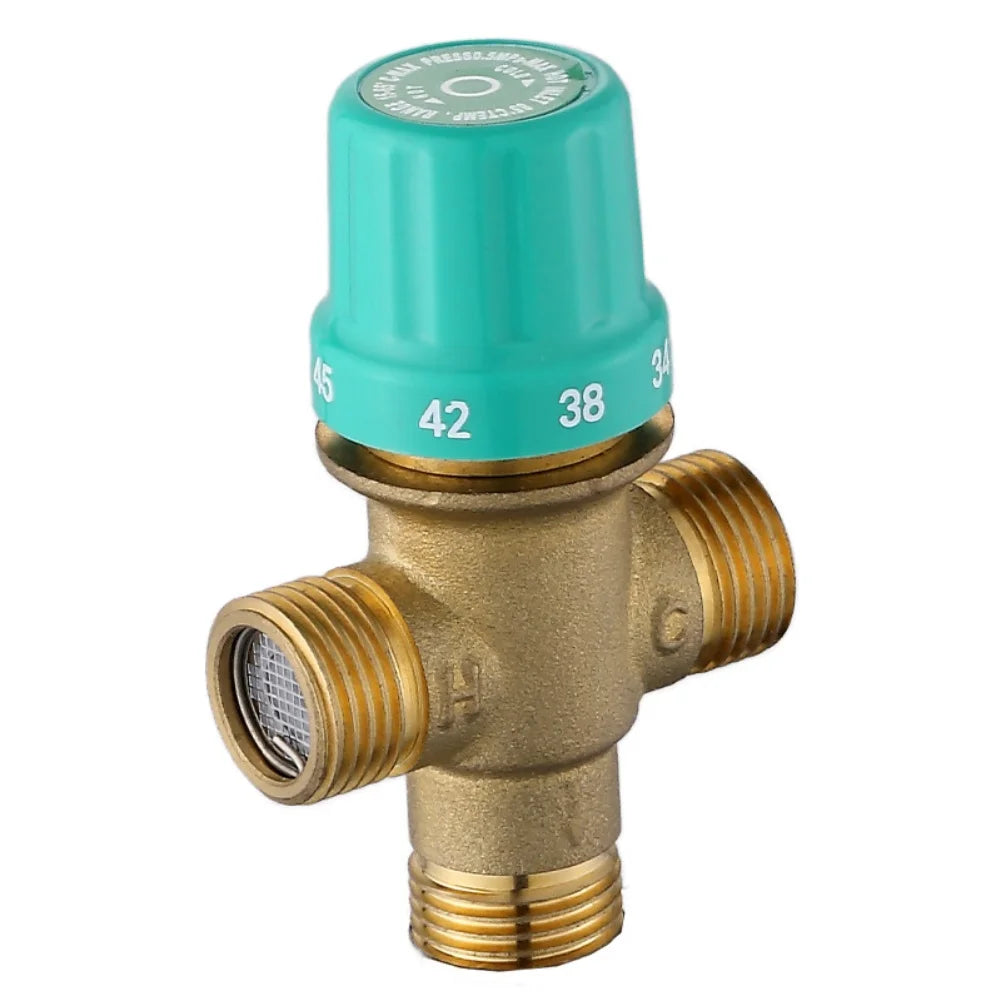 Thermostatic Mixing Valve 1/2'' Male Connection Water Temperature Control Valve Solid Brass for Bathroom Heating System