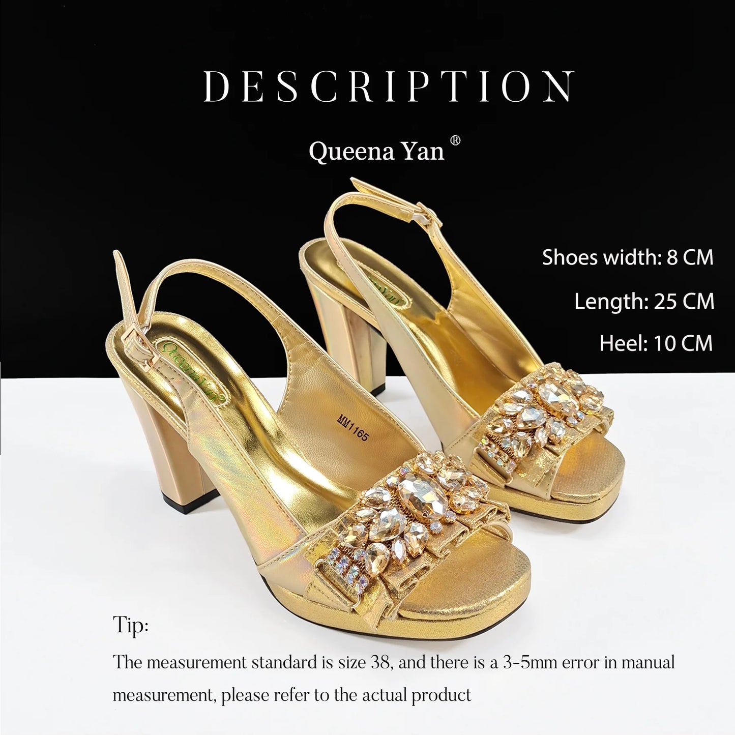Queena Yan Spot goods Elegant Women Heels Shoes and Bag Set Decoration Rhinestones Women High Heels Shoes OL Bag And Shies
