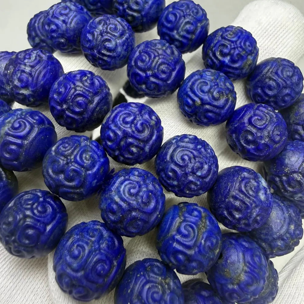 Natural Imperial Blue Lapis Lazuli Carved Loose Beads Stone Afghanistan Origin Fashion Jewelry DIY Auspicious Prestyle & Meihan