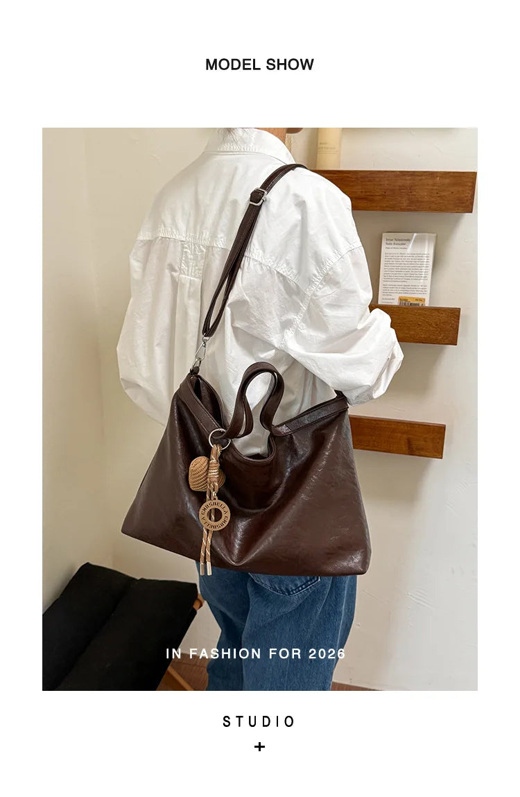 Casual Women Handbags Big Capacity Luxury Design PU Leather Female Shoulder Crossbody Bag Commuting Office Totes Ladies Hand Bag