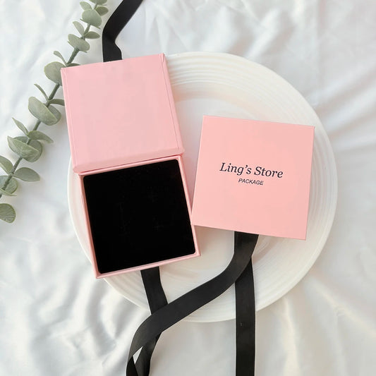 50pcs Pink Personalized Logo Jewelry Flap Bowknot Box Earrings Ring Perfume Watch USB Keychain Organizer Velvet Bag Storage Sack