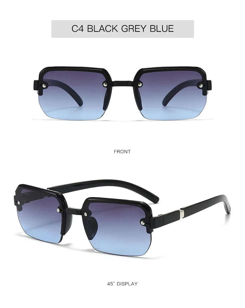 Rimless Sunglasses Rectangle Fashion Popular Men Shades Small Square Sun Glasses For Female Male Summer Traveling Oculos