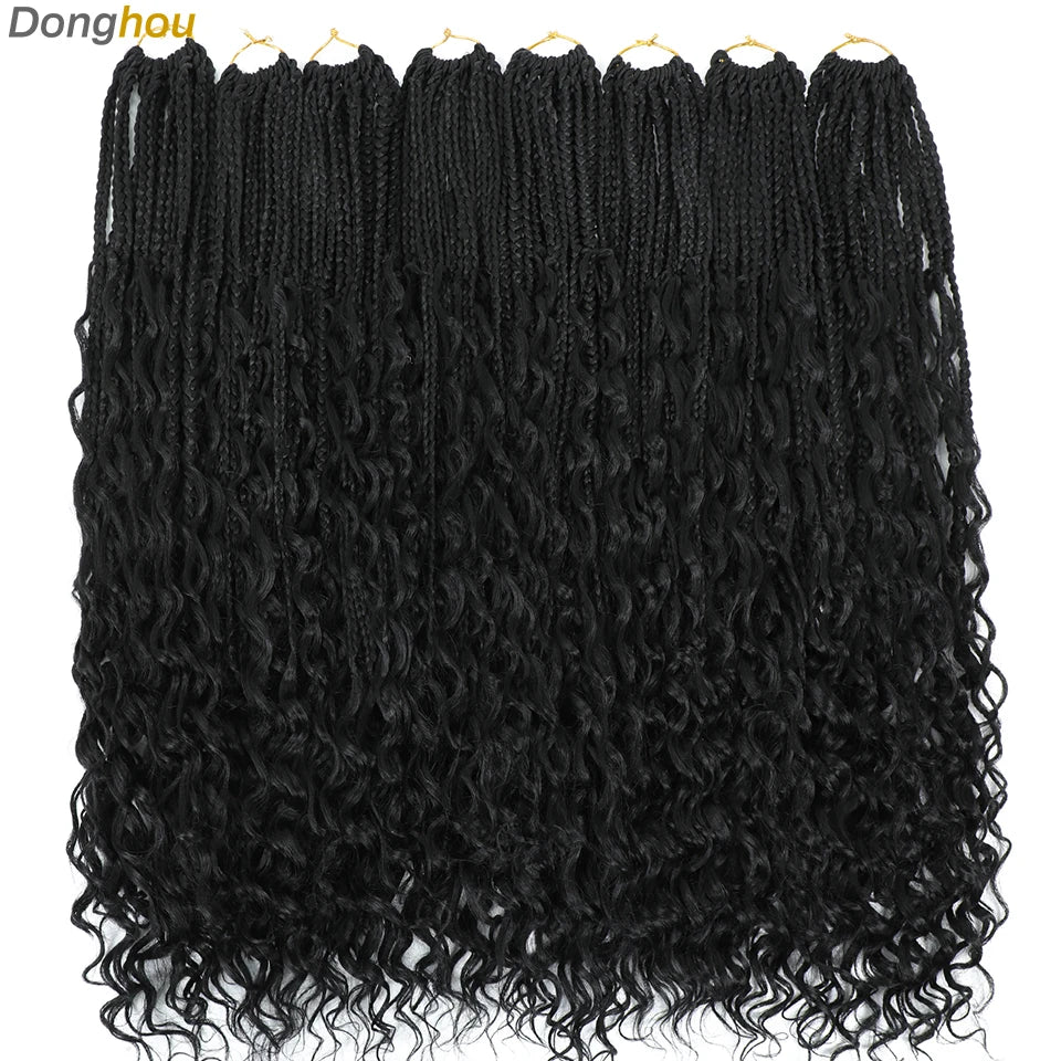 14 18 24 Inch Boho Box Braids Crochet Braids Curly Ends 1B 30 27 #4 Bug 8 Colors Ombre Goddess Bohemian Box Braids Crochet Hair